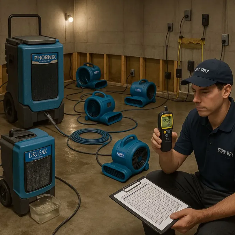 Structural Drying and Dehumidification process in Woodfield, SC